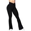 Sunzel, Leggings Svasati contenitivi, a Vita Alta a Incrocio e Gamba Larga, Adatti per Yoga, Nero, XS
