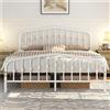 Yaheetech Struttura Letto Matrimoniale in Metallo con Testiera e Pediera 160 x 200 cm Bianco Facile Montaggio Altezza 32 cm Moderno