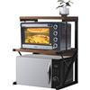Shally Dogan Scaffalatura Salvaspazio Porta Microonde in Acciaio, Scaffale da Cucina con Ripiano Portaspezie, Unità di Mensole 2 Scomparti Piedini Antiscivolo, Mensola Design Moderno (Noce + Nero)