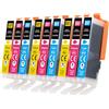 Tinnee 9X CLI-551XL C M Y Cartucce d'inchiostro Compatibili per Canon 551XL Canon CLI-551 XL per Pixma iX6850 MG5650 MG5550 IP7250 IP7200 MX925 MX920 MG5450 MX725 MG5400 MG6450 MG6650