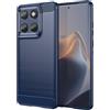 WJXEXRS Cover per Motorola Moto Edge 60 Fusion, Custodia Spazzolata e Fibra di Carbonio Morbido Silicone TPU Slim Fit Case, Antiurto, Antigraffio, Antiscivolo, custodia Protezione Grado Militare -Blu