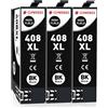 Clywenss 408L 408XL 408 XL Cartucce d'inchiostro Nero Compatibili con Epson WorkForce Pro WF-C4310DW WF-C4810DTWF WF-C4310 WF-C4810 WFC4310 WFC4810 Stampante, 3-Pezzi