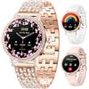 Mingdaln Orologio Intelligente Femminile con Diamanti, Chiamate Bluetooth (Risponde e Chiama)/Frequenza Cardiaca, HD da 1,27 Pollici Fitness Tracker Compatibile con Android e iOS, Regalo Festa della mamma
