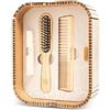 TEK - Hair Pleasure Set, Kit Spazzola e Pettine In Legno, Denti Di Ricambio Inclusi, Set Per La Cura Dei Capelli, Naturale e Artigianale, Perfetto Per Capelli Corti