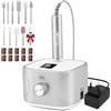 Kredioo Fresa per Unghie Professionale 35000RPM, Fresa Unghie, Lima Per Unghie Elettrica, Manicure e Pedicure, Trapano Elettrico per Rimozione Gel/Smalto, Argento