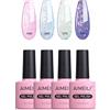 AIMEILI Smalto Semipermanente Unghie Kit, 4 Colori 10ml Glitter Viola Rosa Smalto Unghie in Gel Soak Off UV LED - Durabilità & Facile da Usare Nail Art Gel Polish Gift Set 4-32