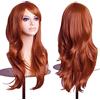 colorful panda Colorfulpanda Parrucca cosplay ondulata lunga per donne, capelli pieni con pony ricci parrucca sintetica per bambini, anime cosplay Halloween costume party(rosso rame)28 pollici/70 cm