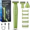 BarberBoss Set per la toelettatura dei dettagli, 3 in 1, per uomo, barba, parrucchiere, body groomer, trimmer naso e orecchie, rasoio senza fili con ricarica USB (Verde)