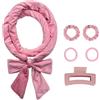 Baolivi Bigodini in velluto senza calore, morbidi bigodini senza calore, per ricci durante la notte, 70 pollici Heatless Curls Band for Overnight Curls, set di 6 arricciacapelli per capelli, rosa