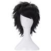 Morvally Parrucche sintetiche termoresistenti nere disordinate dei capelli per Cosplay Halloween Anime