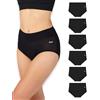 BEA Confezione da 6 Mutande Donna Vita Alta in bambù - Slip Contenitivo Donna Pancia Piatta Morbidissimi e Traspiranti, Nero (6 Pezzi), XL