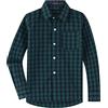 Spring&Gege Camicia da ragazzo a maniche lunghe in popeline a quadri con bottoni, uniforme scolastica, Verde/Blu navy a quadretti grandi, 13-14 Anni