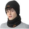 NovForth Set Sciarpa e Scaldacollo - Cappello e Sciarpa in Maglia con Pile, Cappello Invernale in Lana per Donna Uomo Adolescenti - Scaldacollo e Sciarpa per Sci, Ciclismo, Corsa, Passeggiata