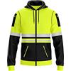 trending babz Felpa con cappuccio da uomo Hi Vis con nastro riflettente di sicurezza con coulisse multi tasche con cerniera ad alta visibilità, Giallo Nero 15, XL