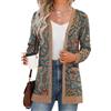 GRECERELLE Cardigan Donna Lungo Golfino Manica Lunga Elegante Comodo Apertura Frontale Bottoni Tasche Maglione Leggero Scollo a V (Nero, XL)