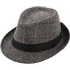 Bamboopack Cappello da uomo classico in tartan a tesa corta Trilby Manhattan Gangster Fedora Panama Jazz-Hat con fascia decorativa, grigio, M (WTTK74240)