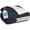 Blumtal coperta pile plaid 130x150 cm con disegno a treccia - coperta divano invernale con certificato OEKO-TEX - coperta pile in microfibra - morbida coperta sherpa sul rovescio - blu navy/bianco