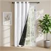 PONY DANCE Doppio Strato 100% Tenda Oscurante con Anelli Tenda per Porta Termica Isolante Freddo e Caldo Blackout Curtain Pesanti 1 Pezzo L 140 x A 210 cm, Bianco Puro