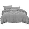 CGK Unlimited Set copripiumino matrimoniale grigio - Set biancheria da letto matrimoniale 3 pezzi con federe - Microfibra lusso ultra morbida, anallergica, non richiede stiratura