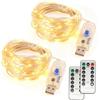 Fllyvly Set di 2 Stringhe di Luci LED da 120 LED, 12 m, Impermeabili con Presa USB, 8 Modalità di Illuminazione e Timer Remoto, per Decorazioni di Natale, Feste,Matrimoni e Interni/Esterni (Luce Bianca Calda)