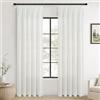 Topfinel Set Di 2 Tende In Lino Bianco 140 x 240 cm(LxA) Con Volant, Semi-Velate, Per Camera Da Letto, Soggiorno, Moderne, Con Sistema a Binario