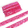 GORGECRAFT Nastro in Organza Elastica da 11m*3cm con Paillettes in Chiffon con Bordo in Pizzo Rosa Acceso con Balze Arricciate Plissettate in Rete Elasticizzata con Frange per Cucire Confezioni