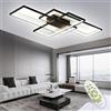 TYJY Plafoniera LED Soffitto Dimmerabile, 105W Lampadario Soggiorno Moderno, Grande Plafoniera Rettangolare con Telecomando, 3000K-6000K, per Soggiorno, Camera da Letto (140cm, Nero)