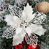 MIVAIUN 10 Pezzi Fiori Natale (16cm) Fiori finti per il matrimonio Fiori artificiali Natale Glitter Fiori Fiori dell'albero di Natale Per le decorazioni di matrimoni, natale e feste (bianco)
