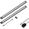 ledscom.de Luce sottopensile a LED SIRIS nero opaco, piatto, ogni 50cm, ogni 655lm, bianco, set di 2