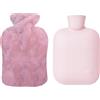 EUYKQNOI Borsa dell'acqua Calda Grande, 1 L Borsa Acqua Calda, Bottiglia di Acqua Calda in Gomma, Boule Acqua Calda con Morbida Fodera in Maglia, Hot Water Bottle per Mano Piede Caldo, Rosa