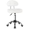BFTOU Sgabello quadrato minimalista girevole con ruota, perfetto per lavoro, spa, negozi, massaggi, altezza regolabile e conveniente, sedia con schienale bianco