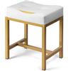HYCFYJR Sgabello di vanità a forma di U, sgabello quadrato con gambe in metallo, poggiapiedi in PU ottomano, poggiapiedi per il trucco, camera da letto, soggiorno, moderno sgabello da trucco bianco