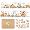 CC HOME Biglietti di ringraziamento autunnali con buste, set da 24 pezzi, acquerello, autunno, zucca, biglietti di ringraziamento con busta, adesivi per il giorno del Ringraziamento, biglietti di