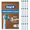 Oral-B Testine di Ricambio Pro Precision Clean, Bianche, 16 Ricambi | 16 Testine di Ricambio per Spazzolino Elettrico, Autentiche, Confezione Adatta alla Buca delle Lettere