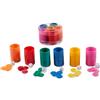 BLUECHOLON Set di 6 contenitori in plastica per Parchisi e Oca, con dadi e patatine, multicolore