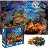 Bestdon Puzzle per Halloween, 1000 pezzi, per adulti, puzzle horror, scheletro spaventoso, zucche, lanterne di zucca, spirito e strega come decorazione per feste di Halloween