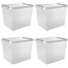 SUNWARE perfectly organised Sunware Comfort Line scatole in plastica con coperchio 52L - 50x40x38cm - set da 4 - contenitori in plastica con coperchio trasparenti impilabili