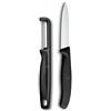 Victorinox Swiss Classic Set di coltelli per verdure con pelapatate, per verdura e frutta, 2 pezzi, Lama extra affilata, Nero