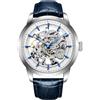RollsTimi Pagani Design 1638 - Orologio automatico da uomo, a carica automatica, con quadrante scheletrato, cinturino in vera pelle, alla moda, stile casual, analogico, meccanico, Blu