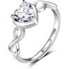 Qings Anello a Cuore Moissanite Regolabile con Pietra di Nascita Argento Sterling 925 Aprile Anello Simbolo dell'infinito Promessa con Zirconi Regali Gioielli di Natale Compleanno per Donne e Ragazz
