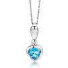 Miore Collana Donna con Catena, Cuore Topazio Blu con Diamante taglio Brillante Oro Bianco 9 Kt / 375 Catenina Cm 45