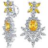 Bling Jewelry Vintage Art Deco Stile Giallo Canarino Cubic Zirconia Aaa Cz Dichiarazione Dangle Formale Lampadario Clip Su Orecchini Matrimonio Prom Argento Placcato