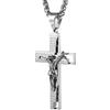 HZMAN Collana da uomo in acciaio inox con crocifisso biblico e preghiera, idea regalo, 55 cm + 5 cm, 2.6 inches x 1.47 inches x 2.4 inches, Acciaio inossidabile, Nessuna pietra preziosa