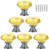 BOZONLI 6 Pezzi Pomelli per Mobili, Pomelli Manopole di Cristallo Giallo 30mm Manopole a Forma Diamanti Maniglia per Porte Armadietti Cassetti e Guardaroba Accessori Mobili