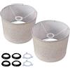 HonoDing Set di 2 paralumi cilindrici in lino, beige, diametro 28 cm x altezza 22,5 cm, paralumi cilindrici in tessuto, montaggio semplice, paralumi di ricambio per lampade da tavolo e lampade da terra, con