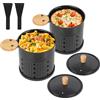 ipow set di 2 mini raclette grill, set da forno per raclette con rivestimento antiaderente raclette a candela per tea light, mini raclette, tea light raclette con 2 palette e coperchio, nero