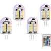 noobibaba G4 LED Lampadina a cambio colore, 12V 24V RGB LED G4, 3W Illuminazione a bassa tensione per esterni, Bianco caldo + 15 colori (4 lampadine e 1 telecomando)