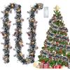Mecctuck Ghirlanda Natalizia Lametta 500 cm, Ghirlande Natalizie, Decorazione Natalizia per Albero di Natale, Ghirlanda Natalizia per Porta, Decorazione Natalizia con Luce Calda per Albero di Natale