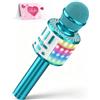 MicQutr Microfono Karaoke Bluetooth per Bambini, Wireless con LED Flash & Cambia Voce, Altoparlante Integrato Portatile, Compatibile Android/iOS per Casa/Festa/KTV, Idea Regalo Compleanno/Natale
