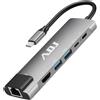 Adj Docking station Adj 100W per computer Usb 3.1 tipo C Grigio